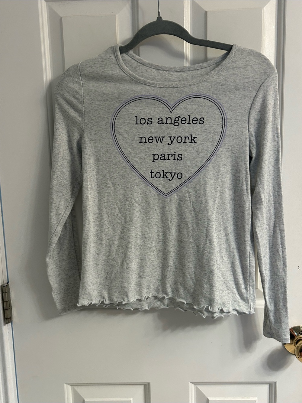 Girls Justice Gray Long-Sleeve Heart Cities Tee